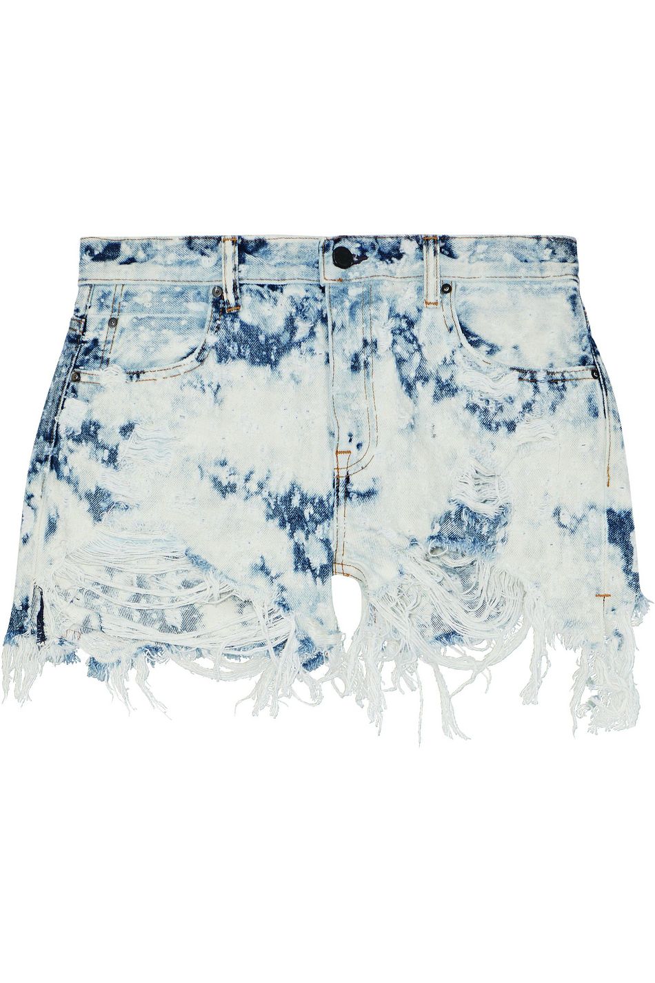 bleached denim shorts