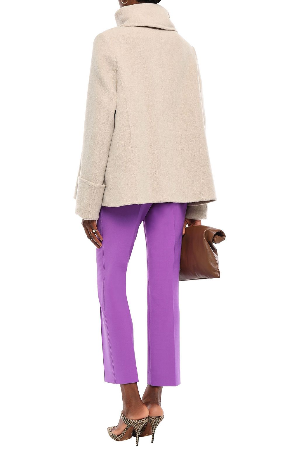 VICTORIA, VICTORIA BECKHAM Tie-neck wool-blend coat