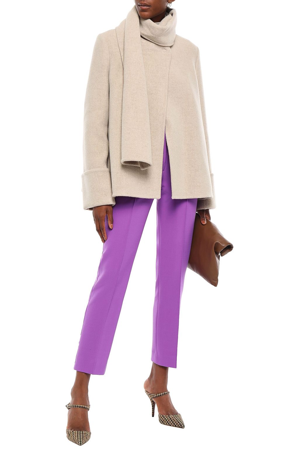 VICTORIA, VICTORIA BECKHAM Tie-neck wool-blend coat