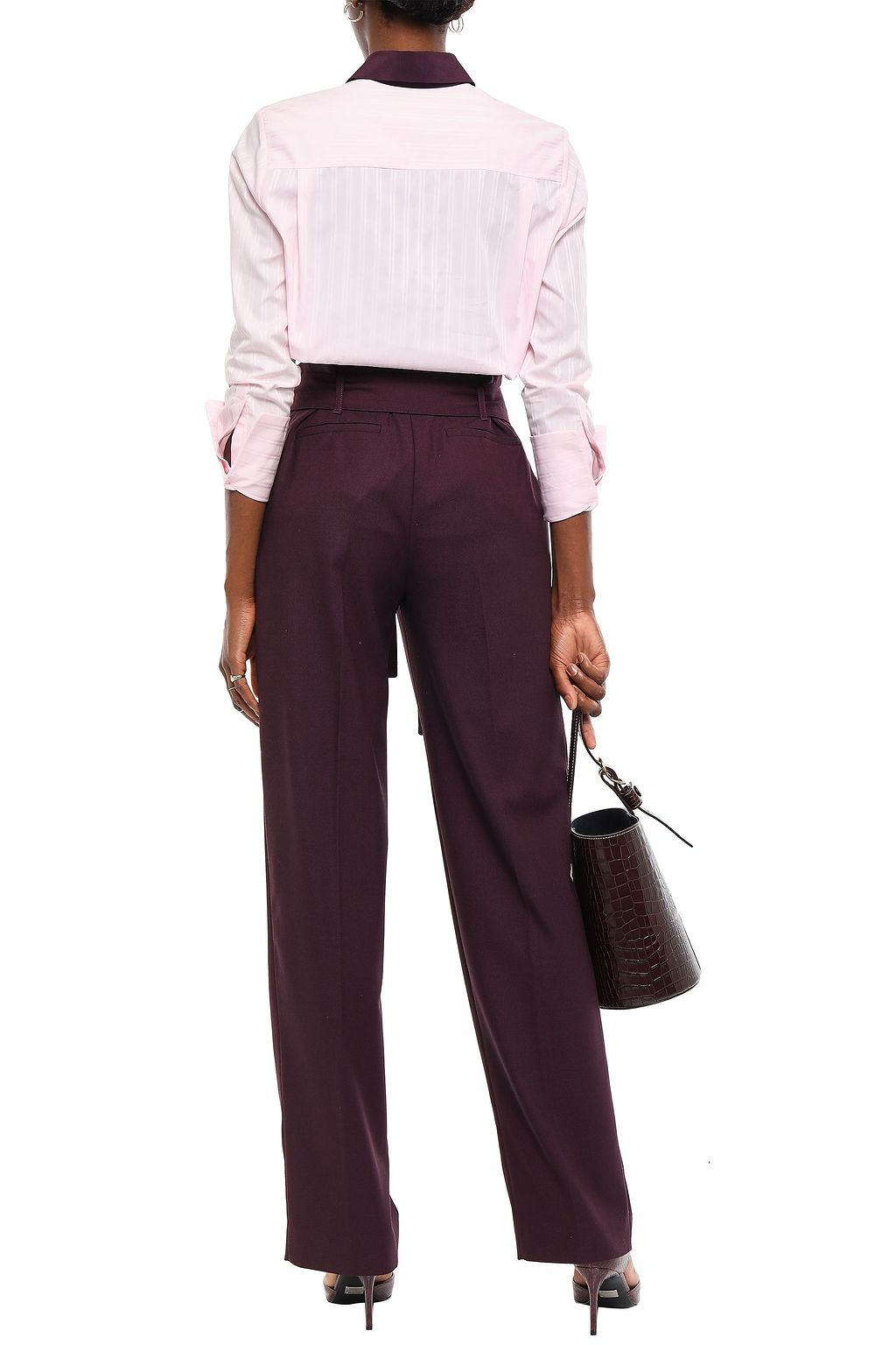 VICTORIA, VICTORIA BECKHAM Wool-blend piqué wide-leg pants