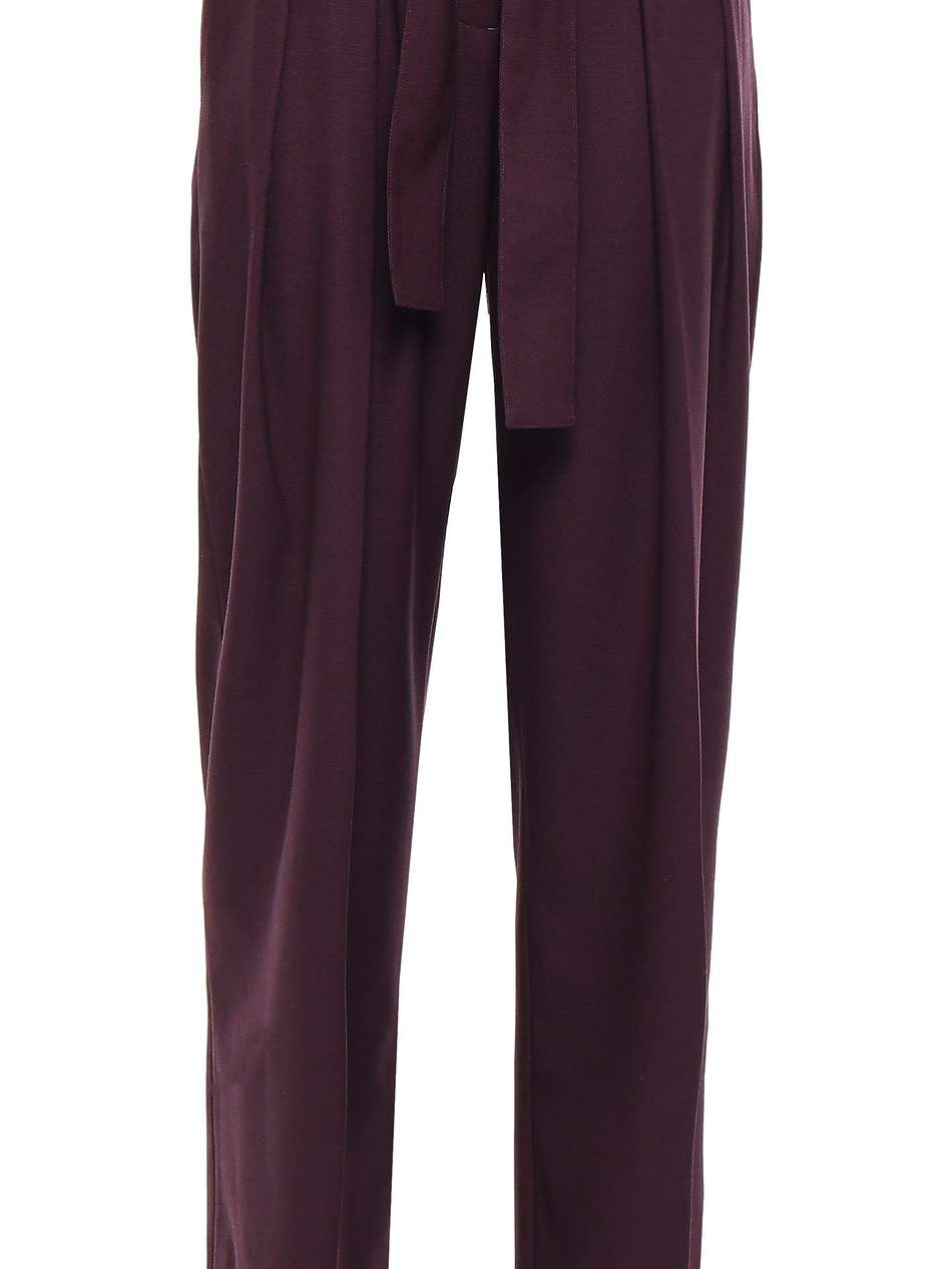 wool-blend piqué wide-leg pants