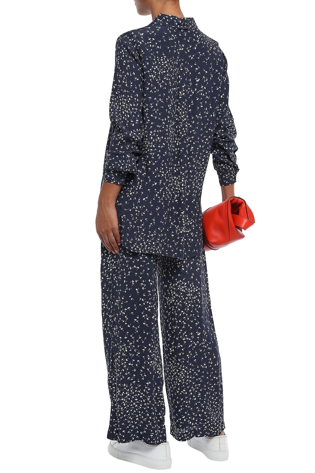 GANNI Barra floral-print crepe shirt