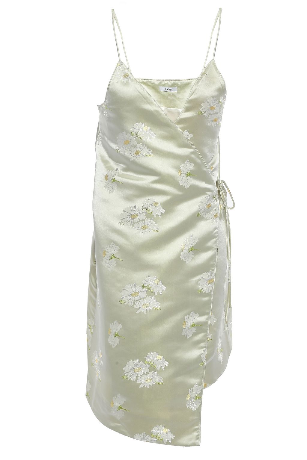 satin jacquard wrap dress