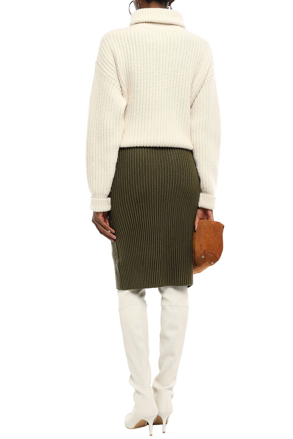 VICTORIA, VICTORIA BECKHAM Ribbed wool skirt