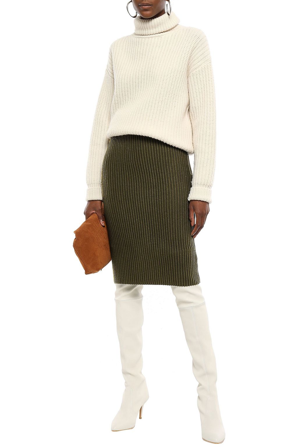 VICTORIA, VICTORIA BECKHAM Ribbed wool skirt