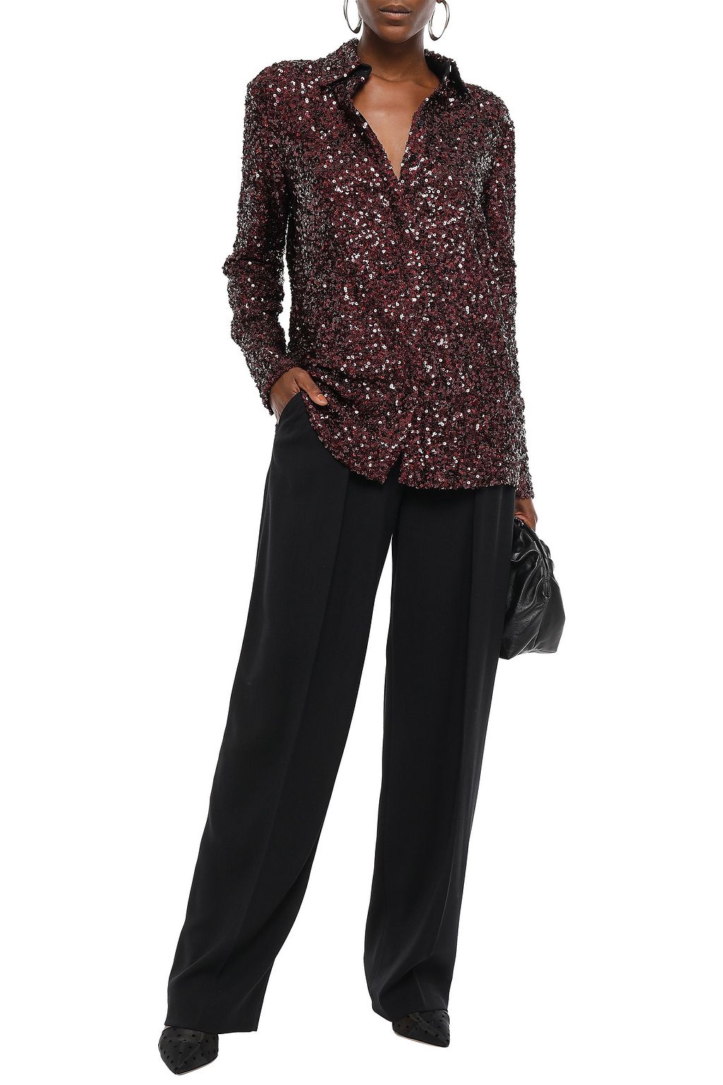 VICTORIA, VICTORIA BECKHAM Twill wide-leg pants