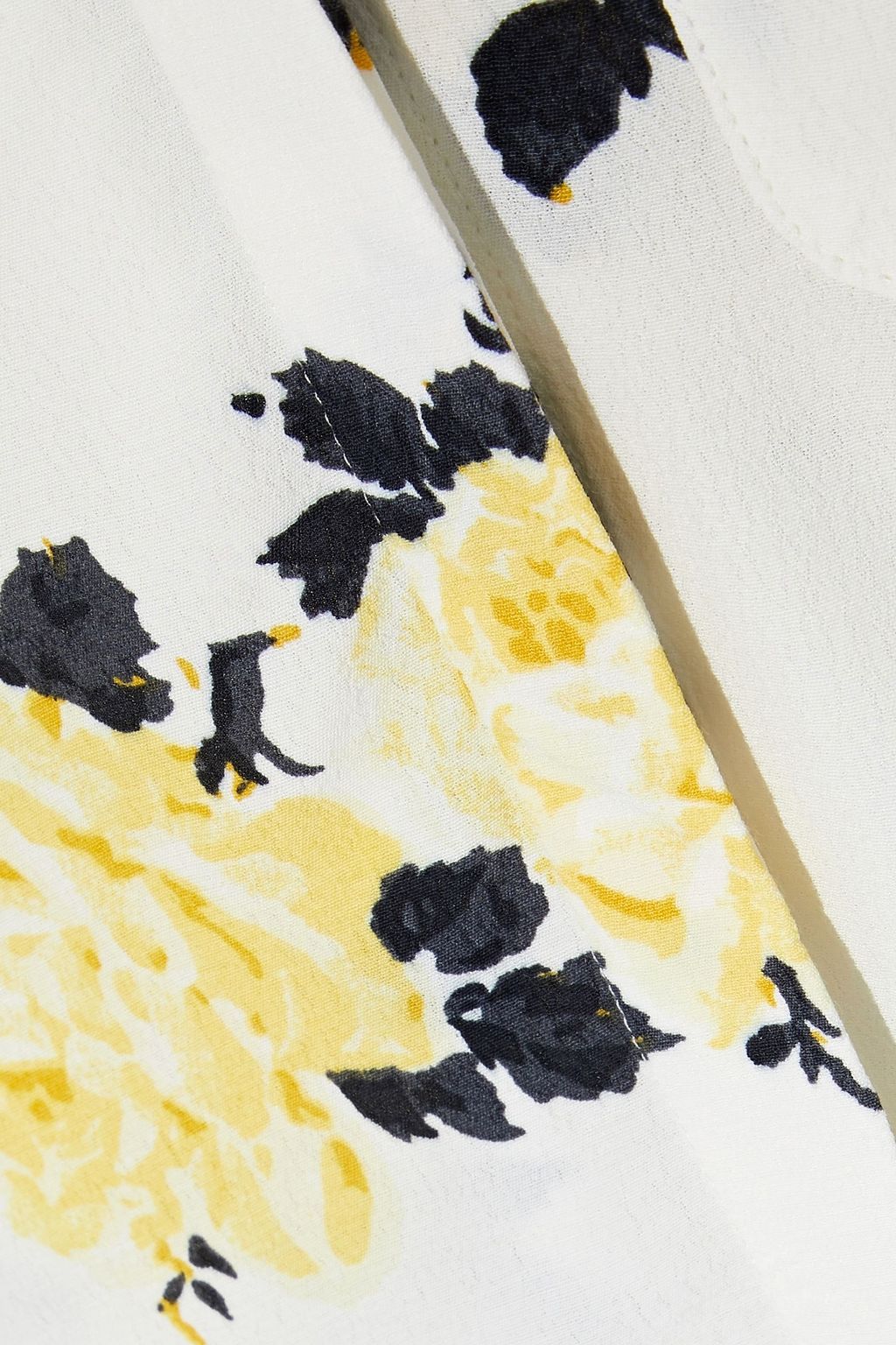 GANNI Silvery floral-print crepe shirt
