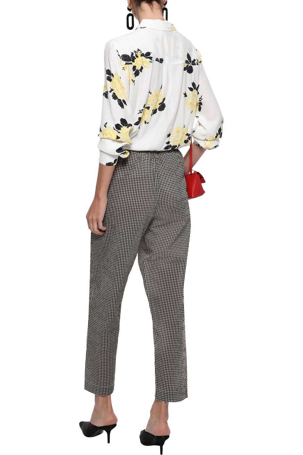 GANNI Silvery floral-print crepe shirt