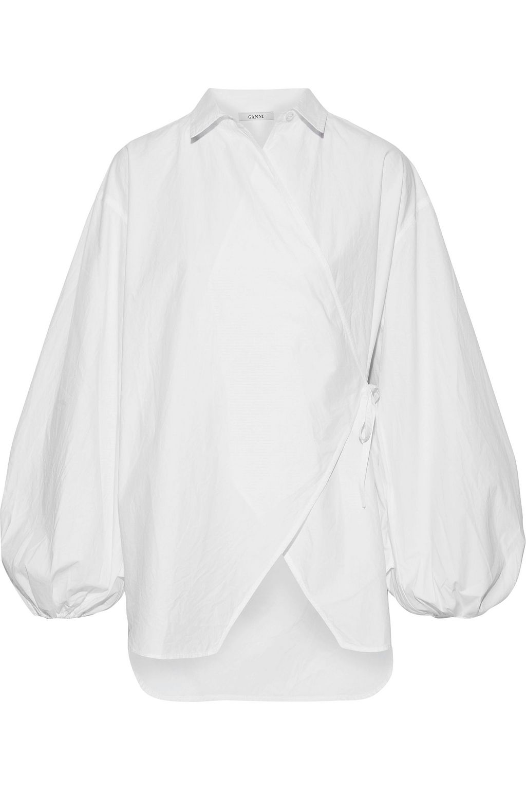 ganni olayan poplin wrap top