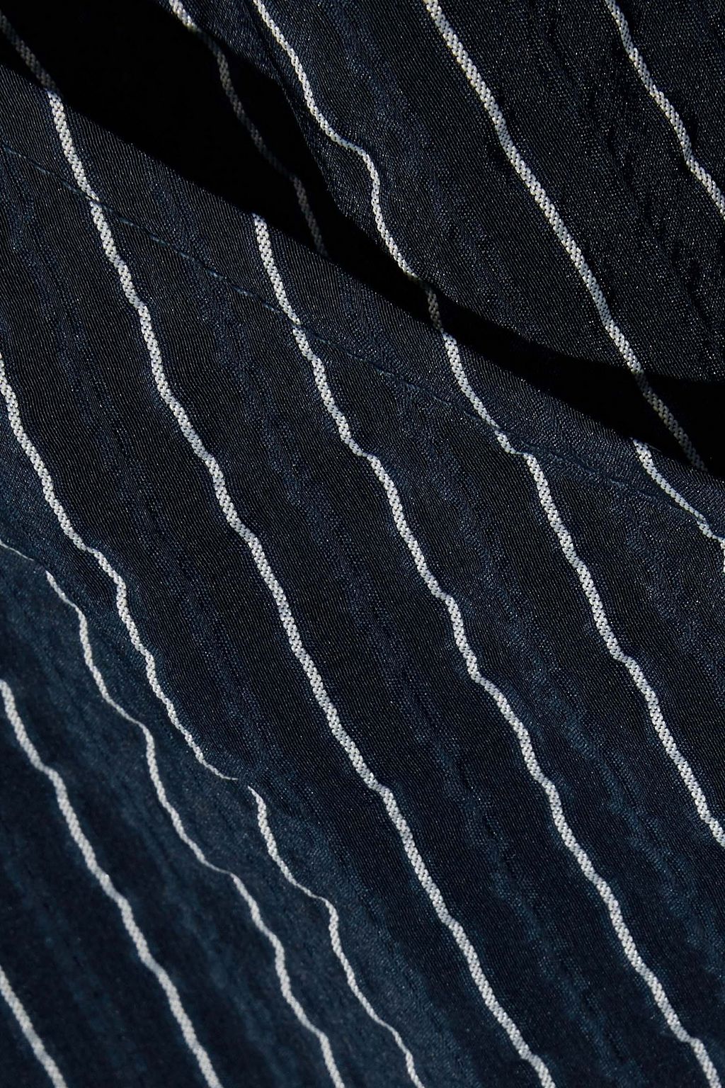 GANNI Lynch pinstriped silk-blend seersucker wrap top