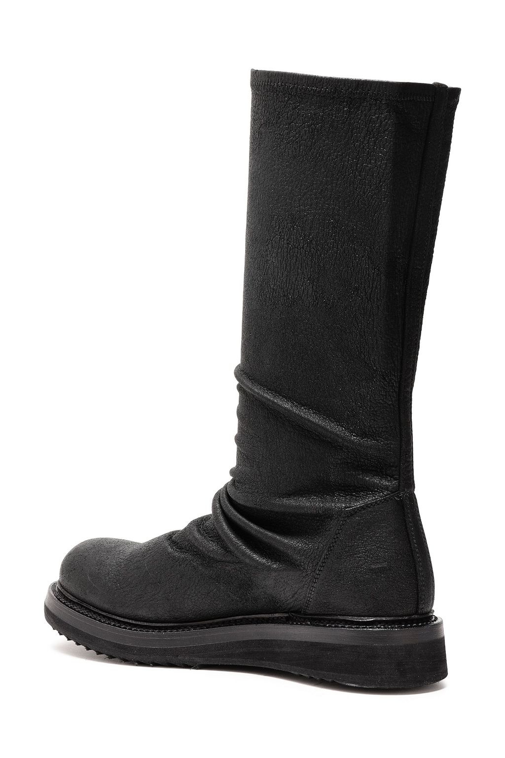 RICK OWENS Ruched cracked-leather sock boots