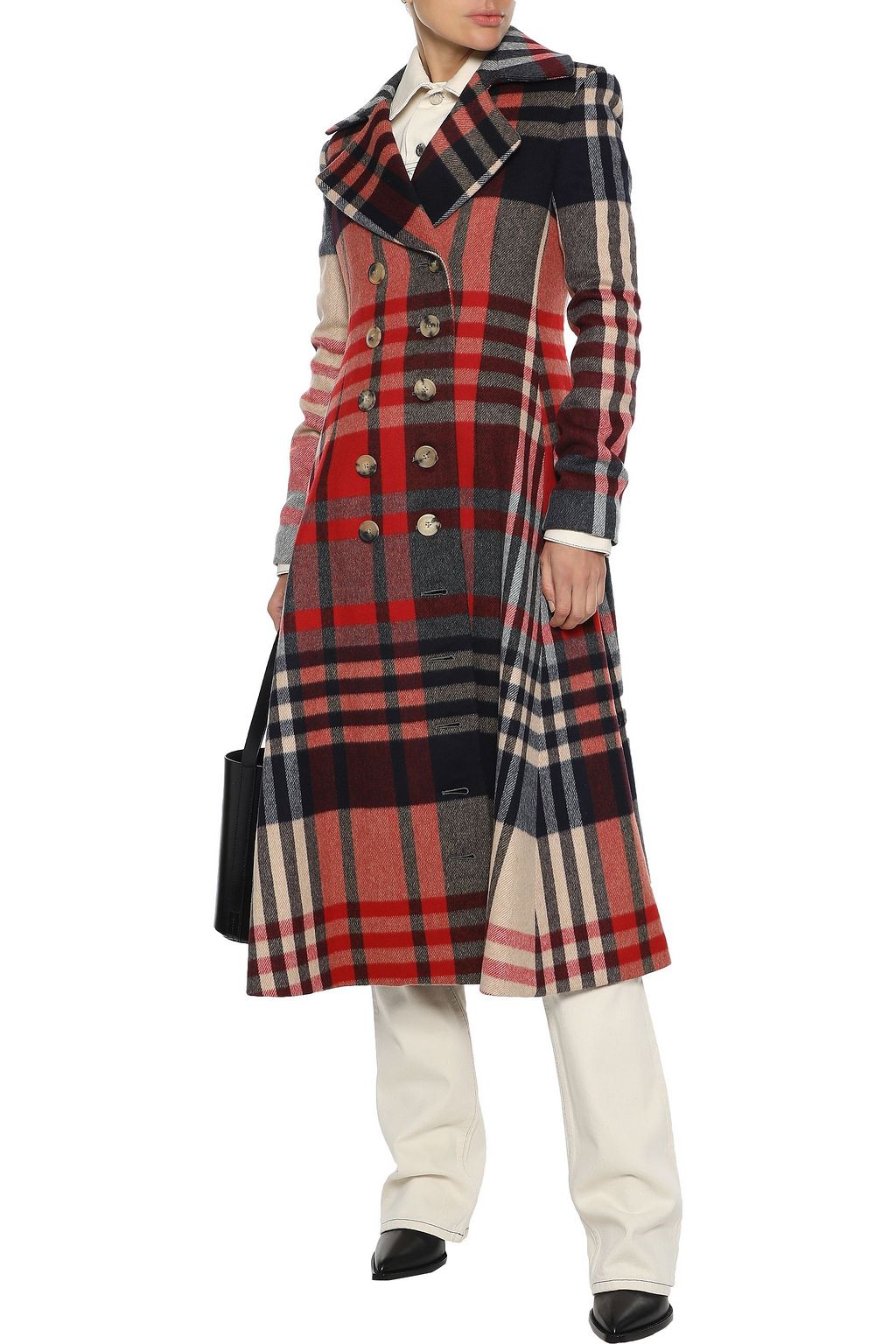 KHAITE Christina double-breasted checked wool and cashmere-blend coat