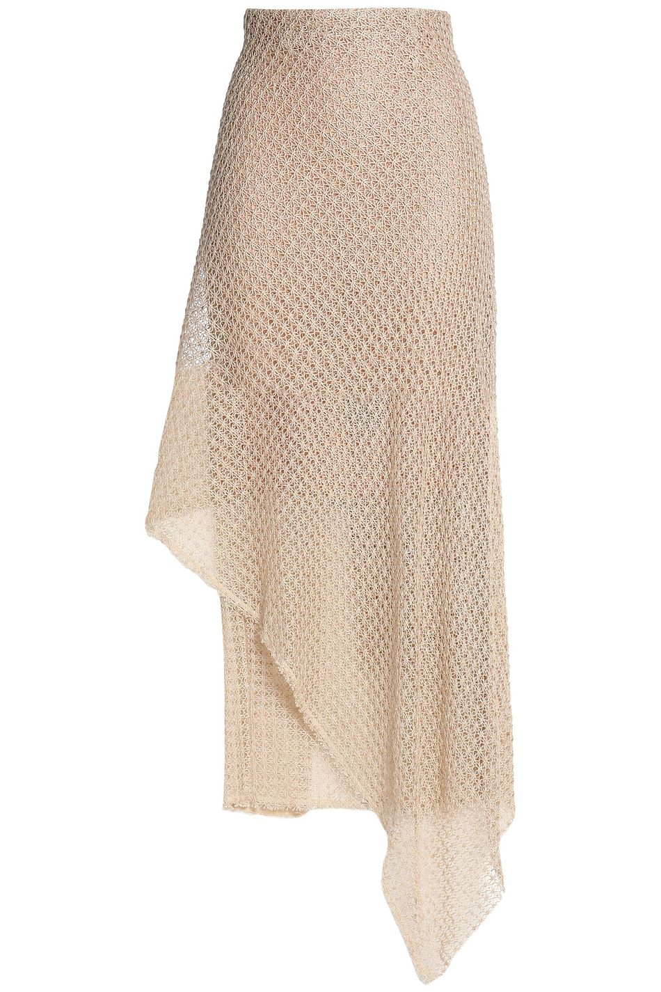 Beige Asymmetric Draped Crochet Midi Skirt Sale Up To 70 Off