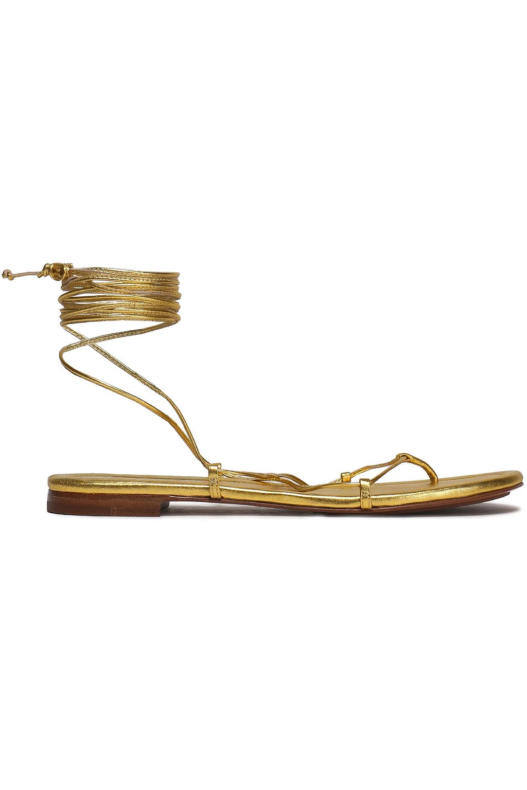 gold lace up sandals flat