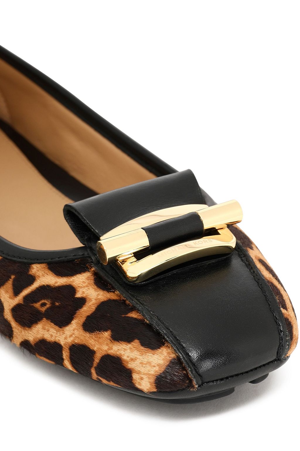 MICHAEL MICHAEL KORS Leather-trimmed leopard-print calf hair ballet flats