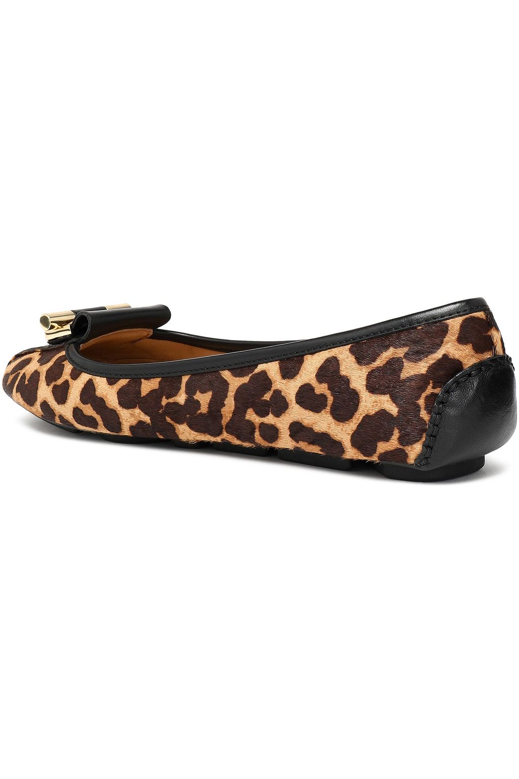 MICHAEL MICHAEL KORS Leather-trimmed leopard-print calf hair ballet flats