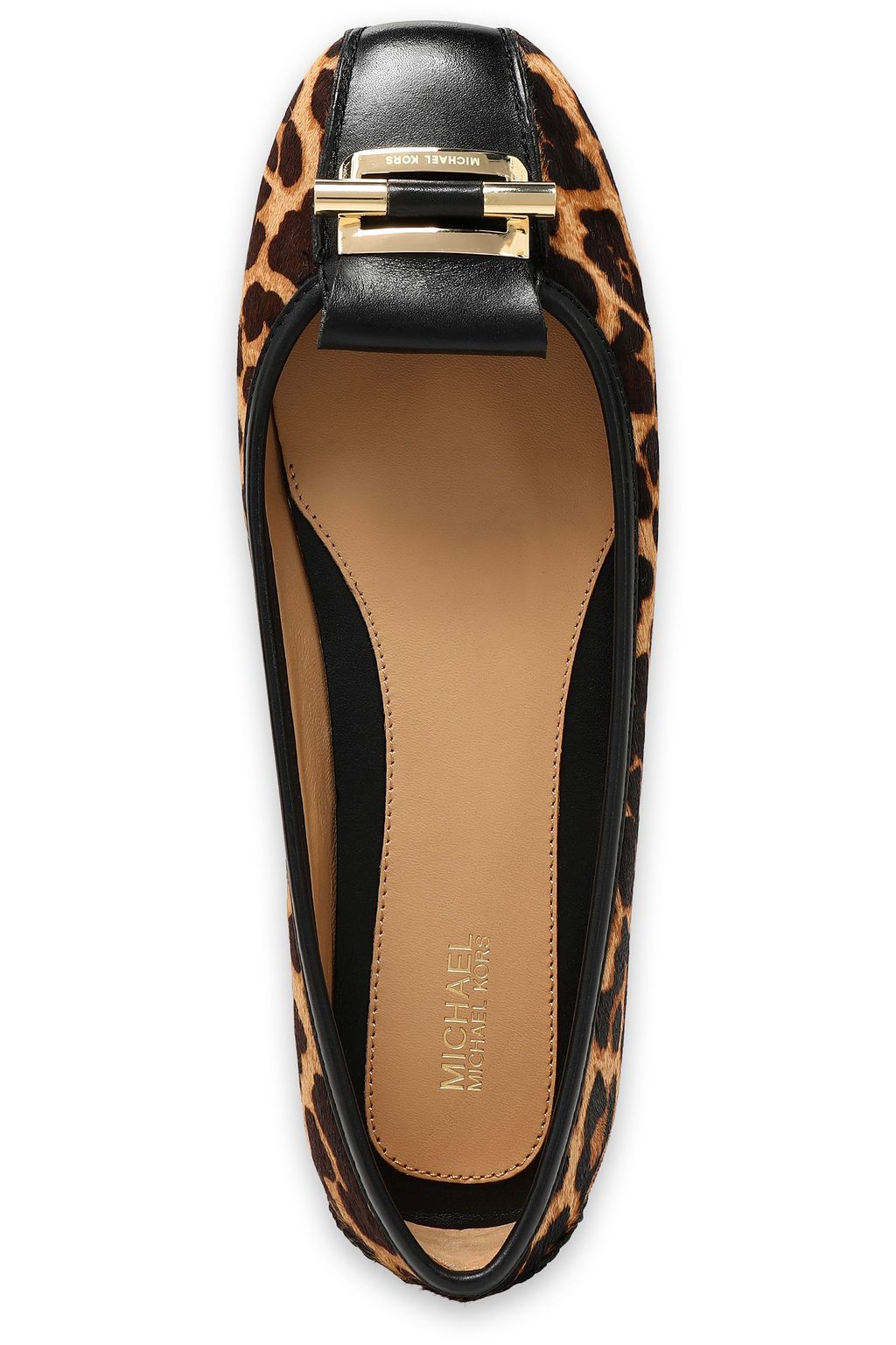 MICHAEL MICHAEL KORS Leather-trimmed leopard-print calf hair ballet flats