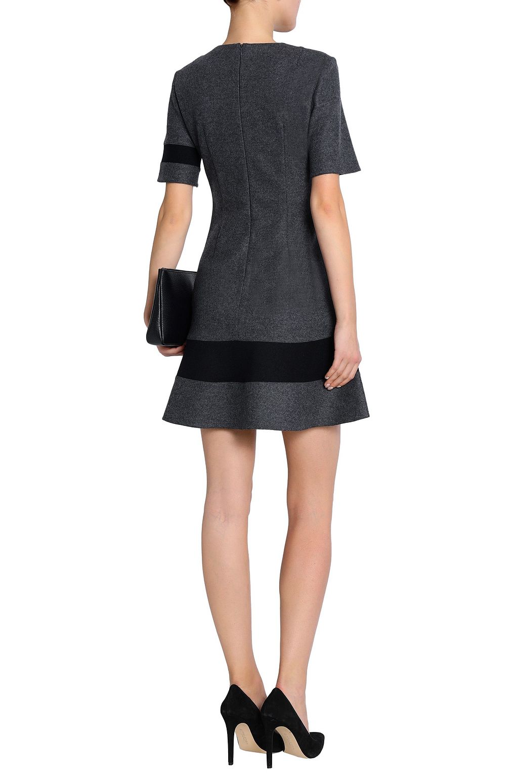 PRINGLE OF SCOTLAND Flared two-tone brushed wool mini dress