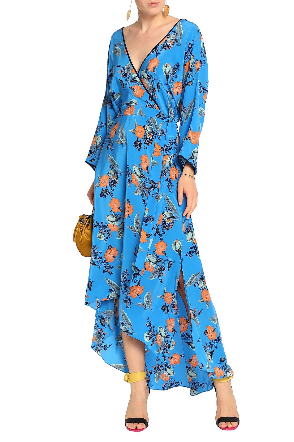 eloise asymmetric hem midi silk dress
