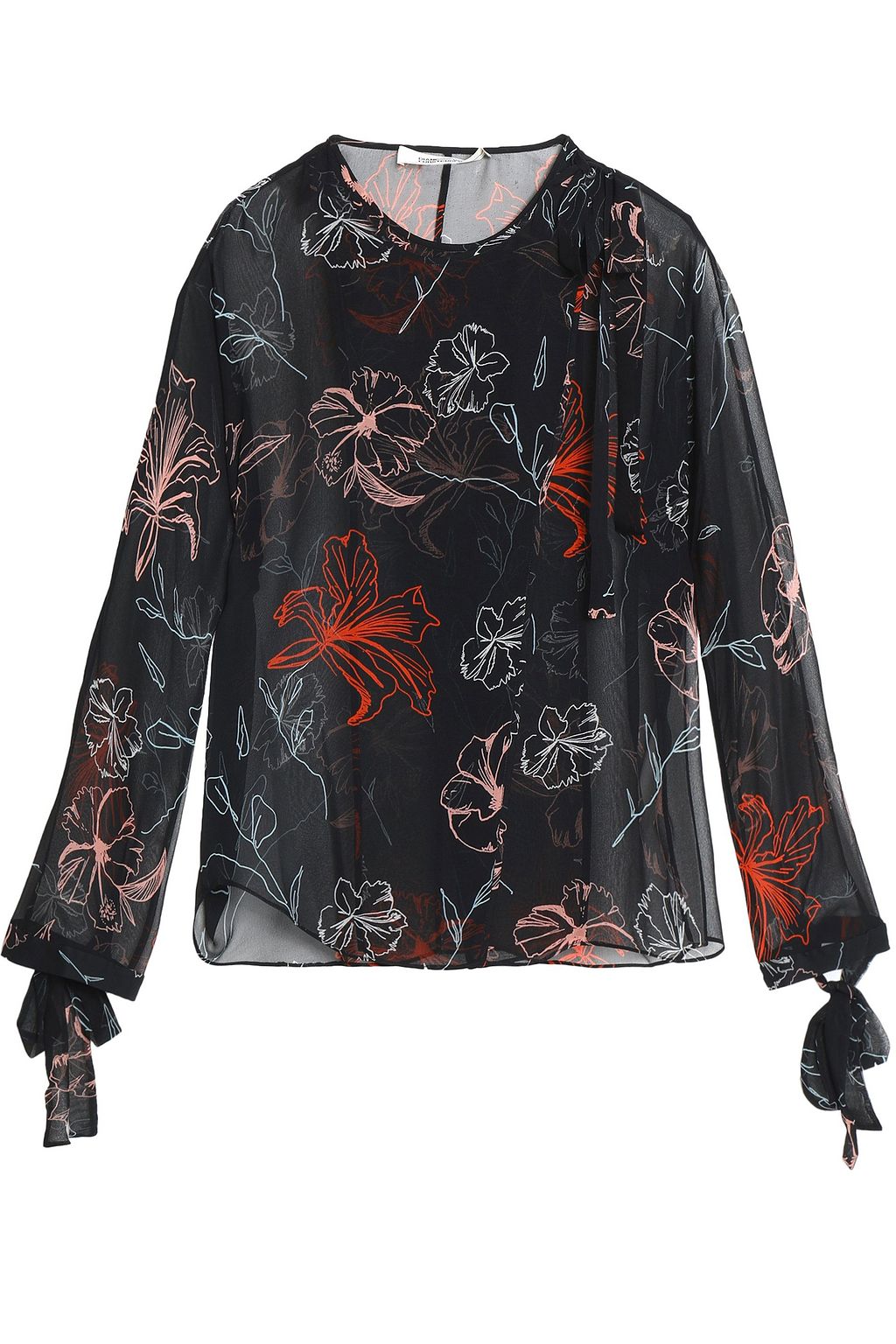 black chiffon wrap top