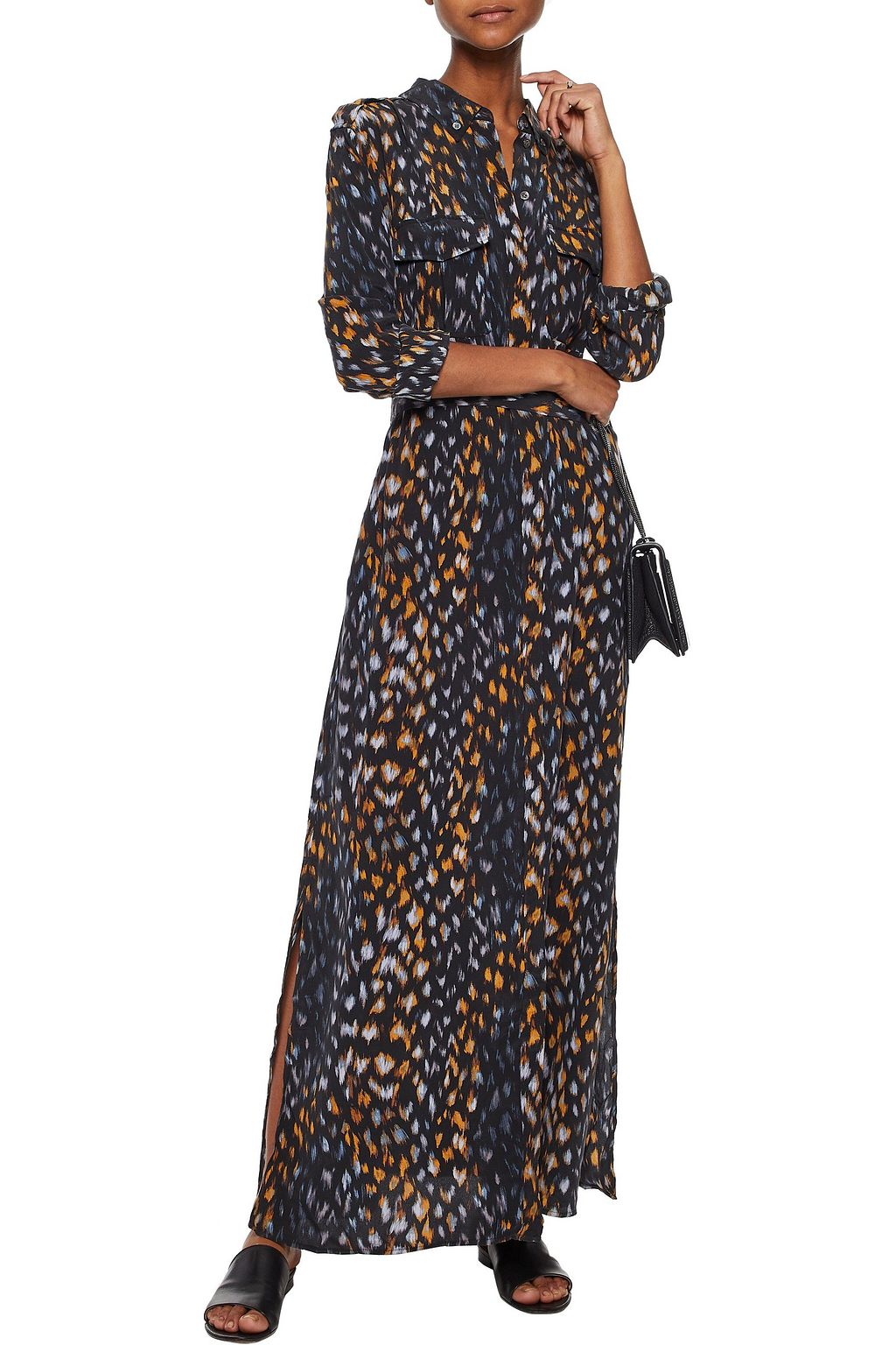 EQUIPMENT Belted printed washed-silk maxi shirt dress