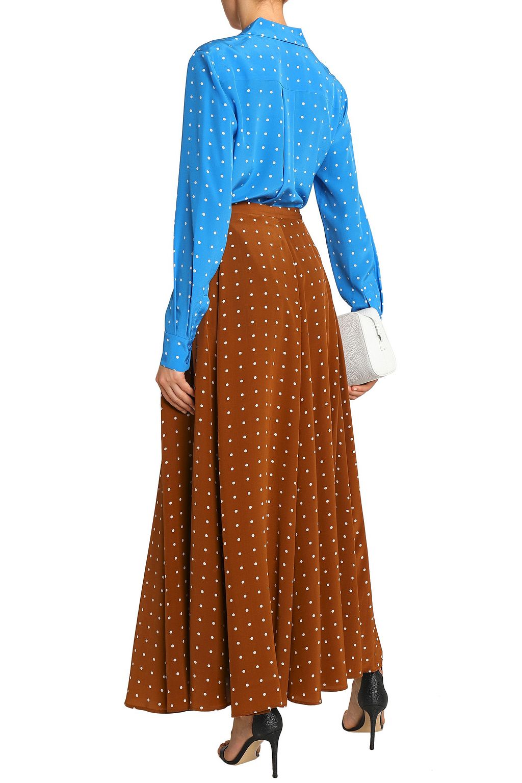 DIANE VON FURSTENBERG Pleated polka-dot silk maxi skirt