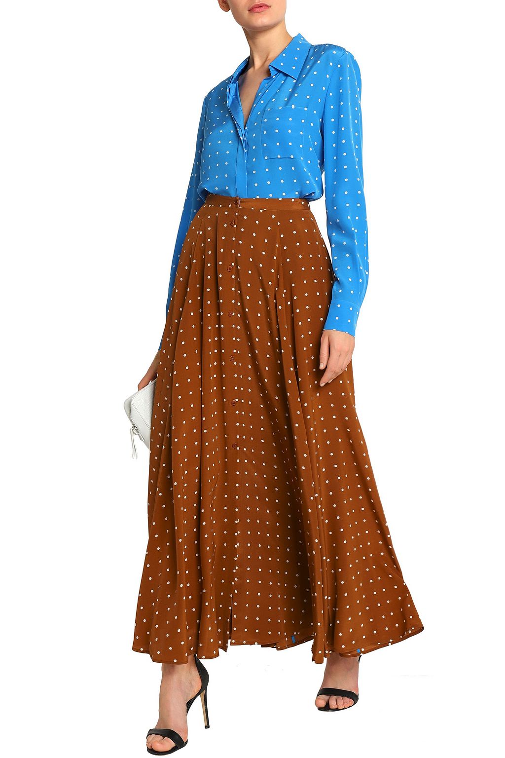 DIANE VON FURSTENBERG Pleated polka-dot silk maxi skirt