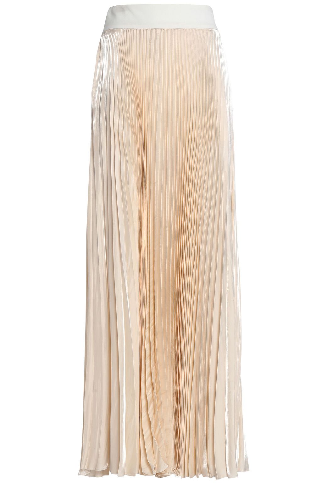pleated satin maxi skirt