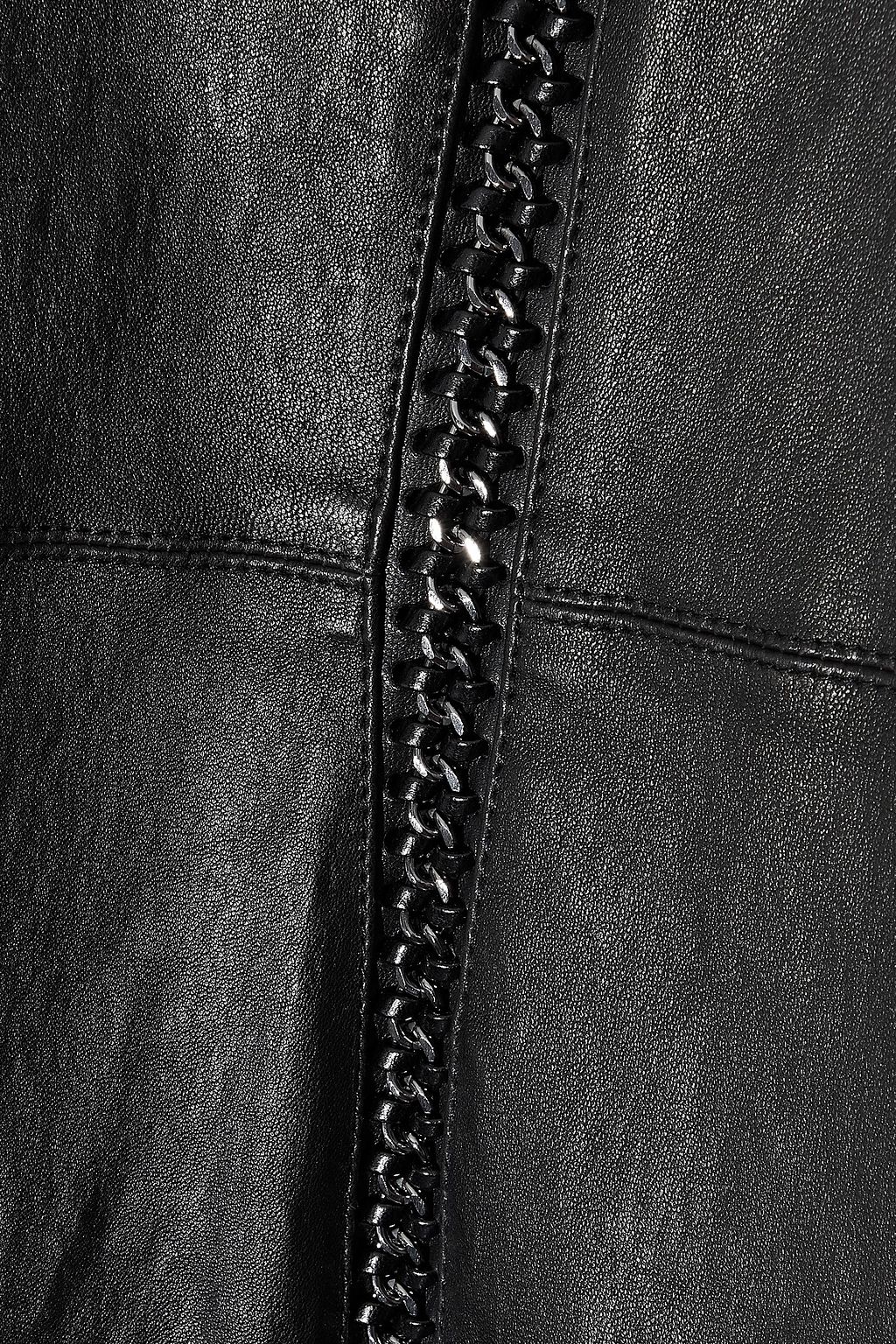 ALICE + OLIVIA Chain-trimmed leather mini dress