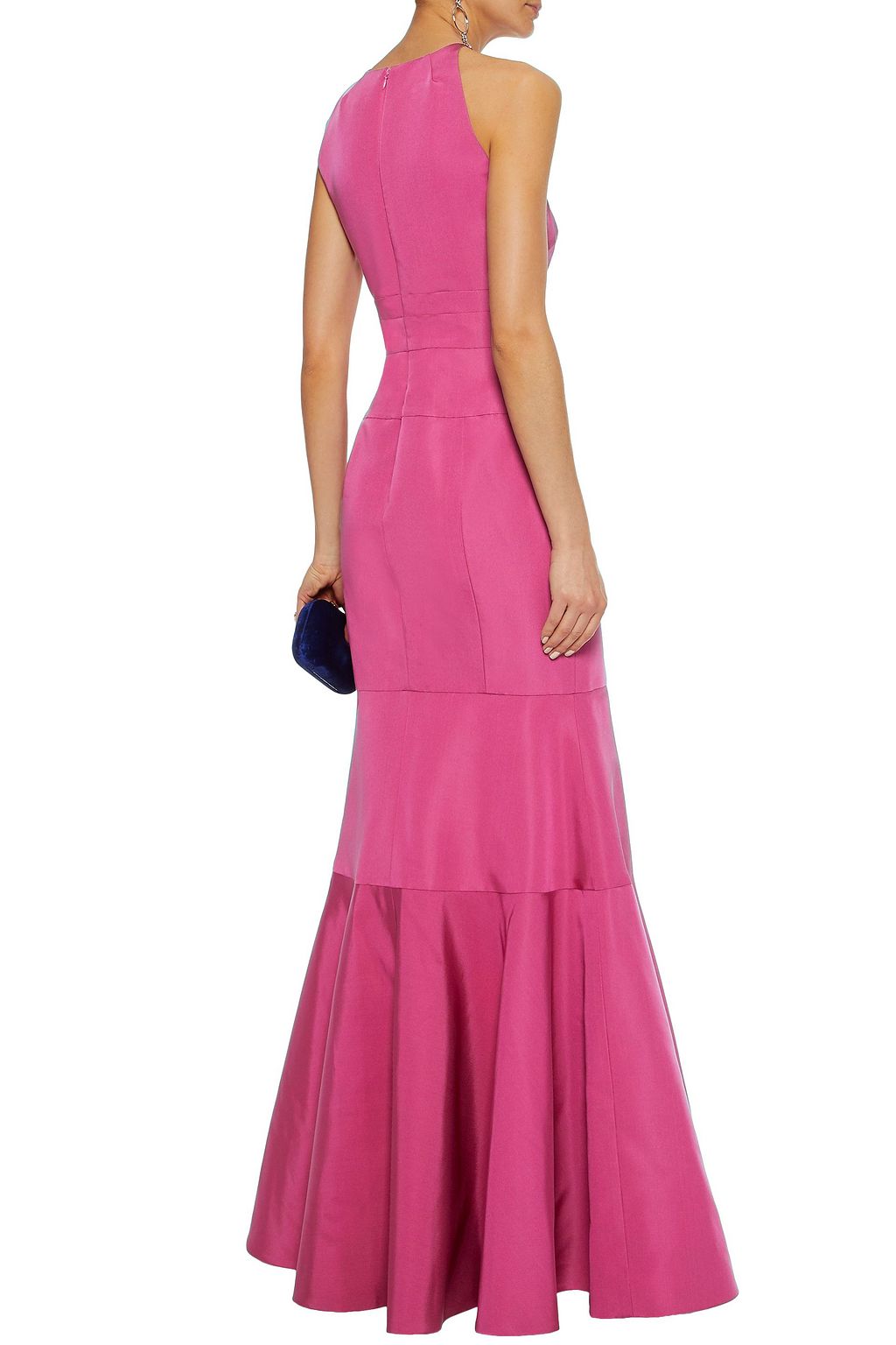 J.MENDEL Fluted metallic silk-blend cloqué gown