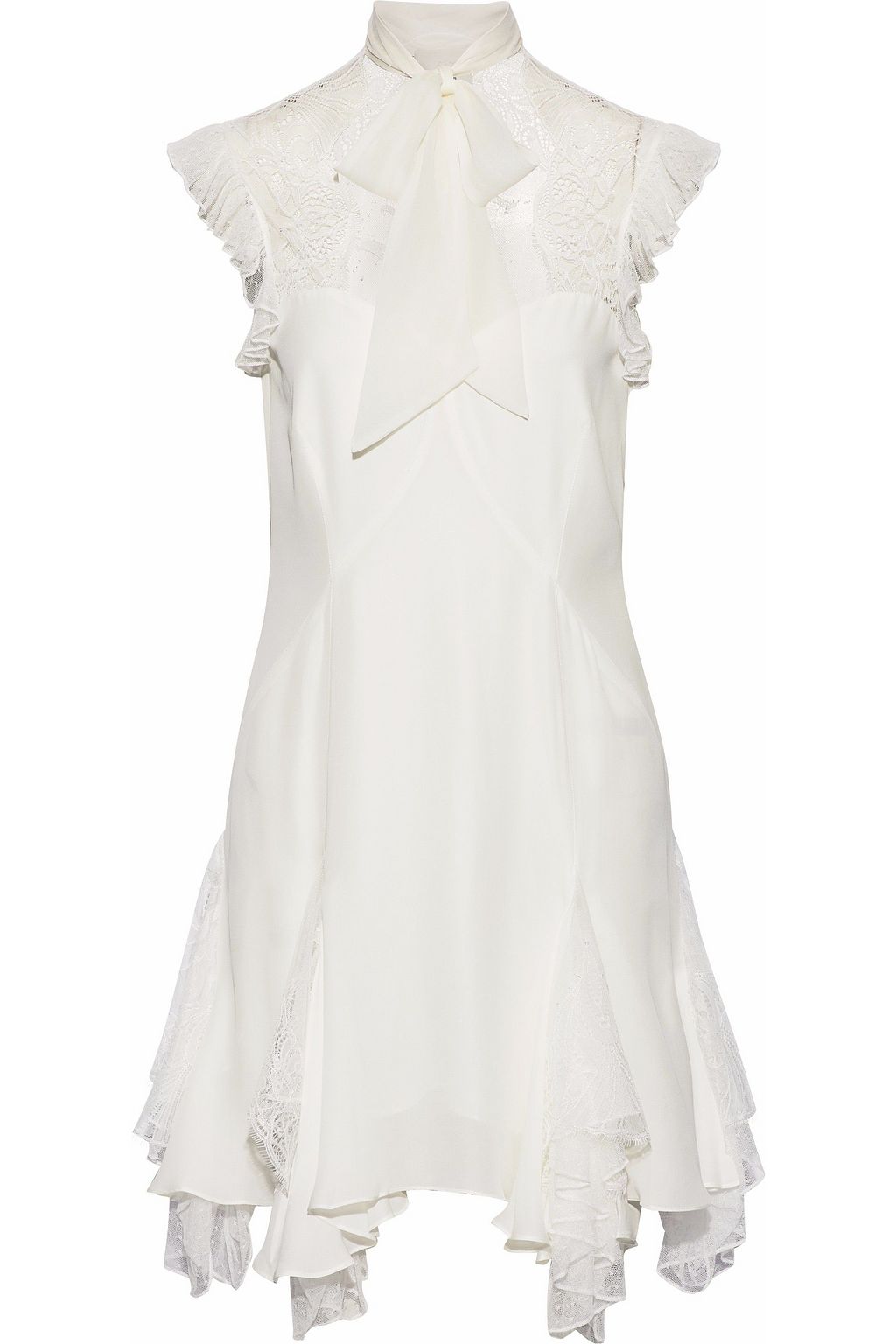 white silk mini dress