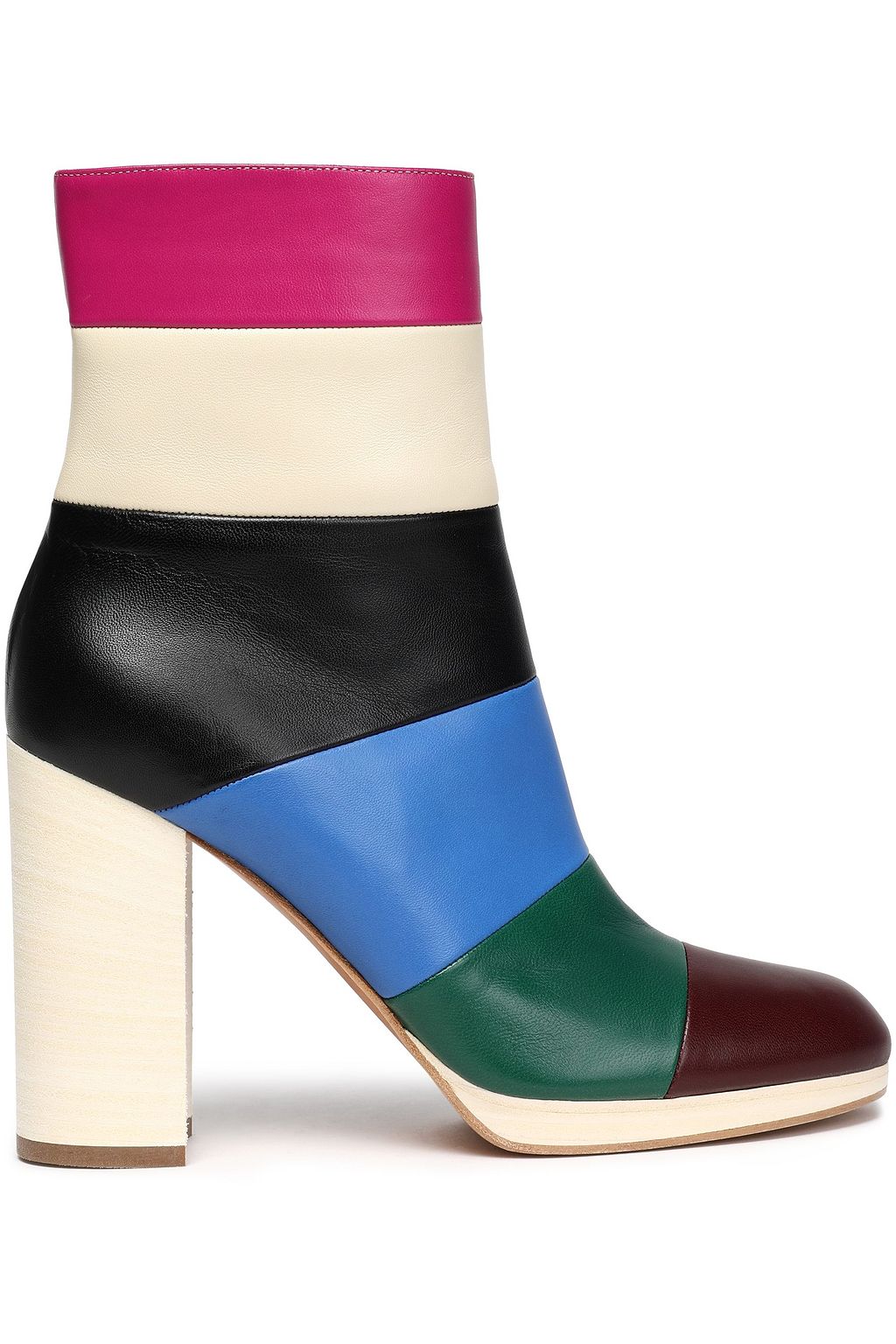 Color-block leather ankle boots 