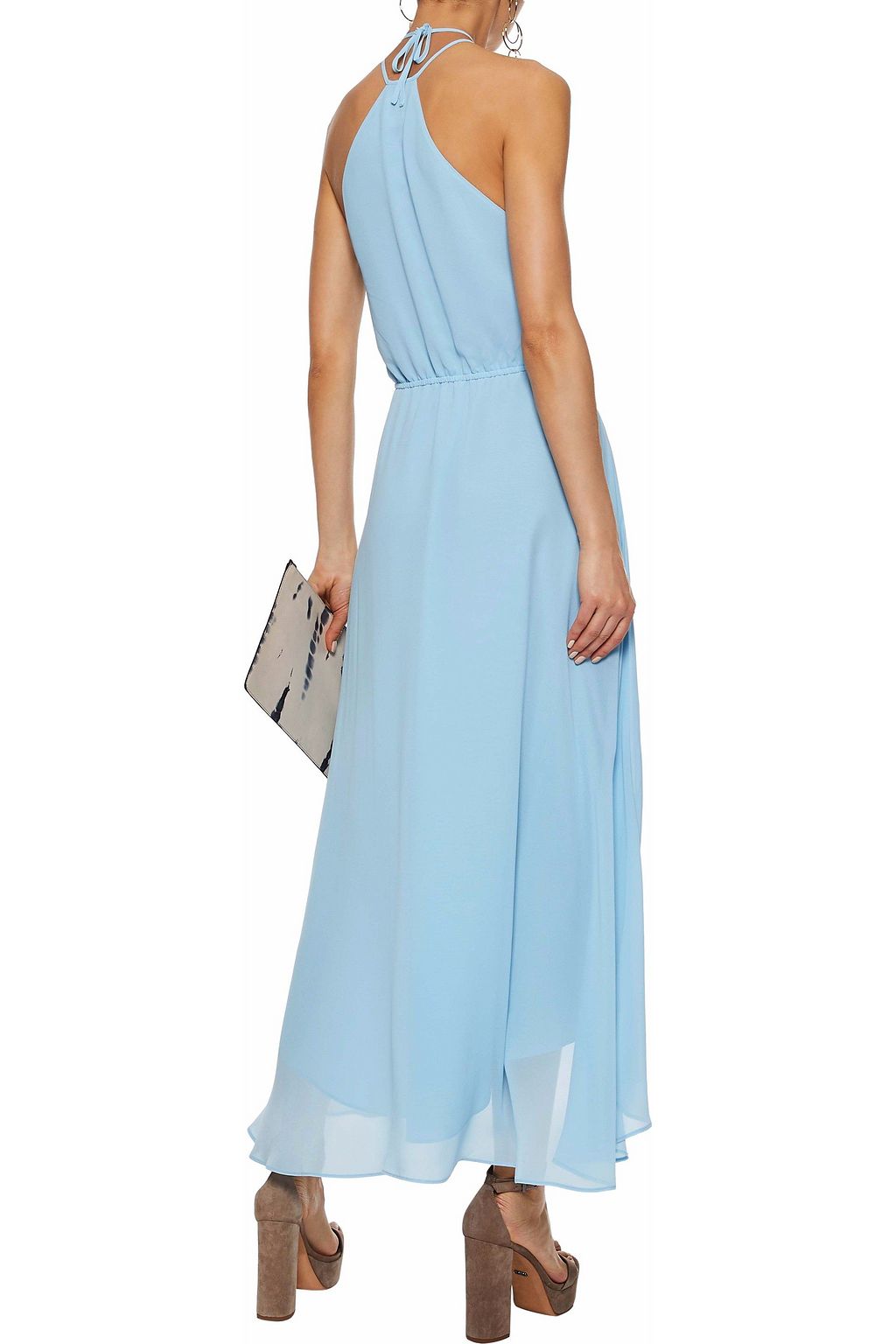 HAUTE HIPPIE Asymmetric gathered chiffon dress