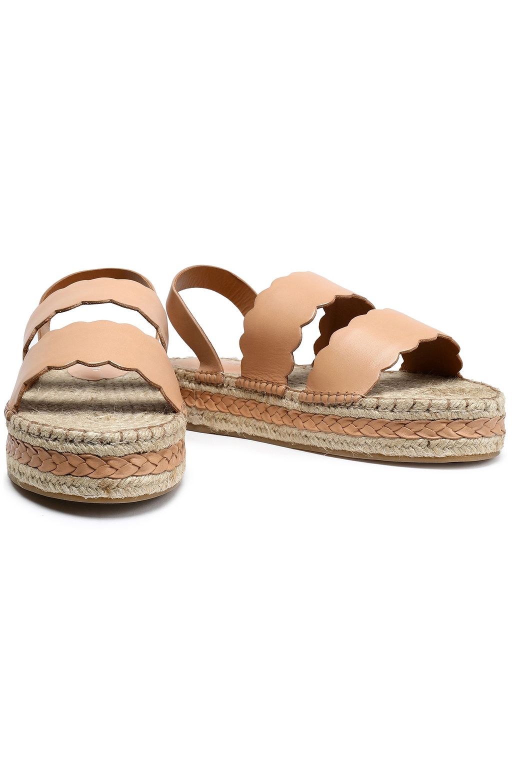 ZIMMERMANN Scalloped leather espadrille platform sandals