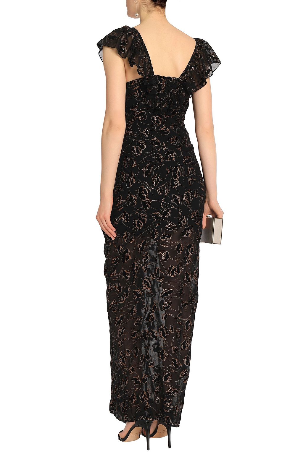 ALICE McCALL Off Duty ruffle-trimmed flocked chiffon gown