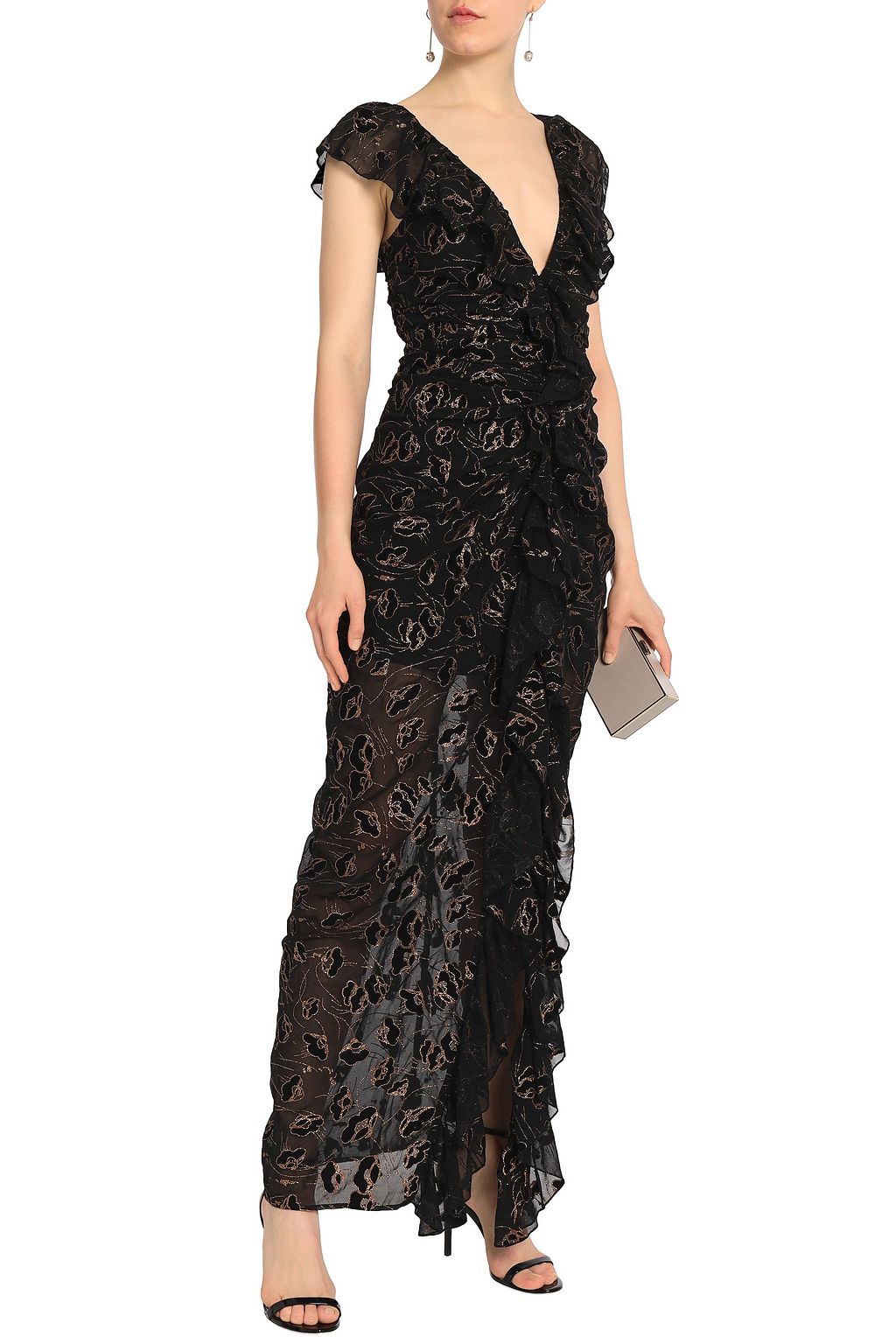 ALICE McCALL Off Duty ruffle-trimmed flocked chiffon gown