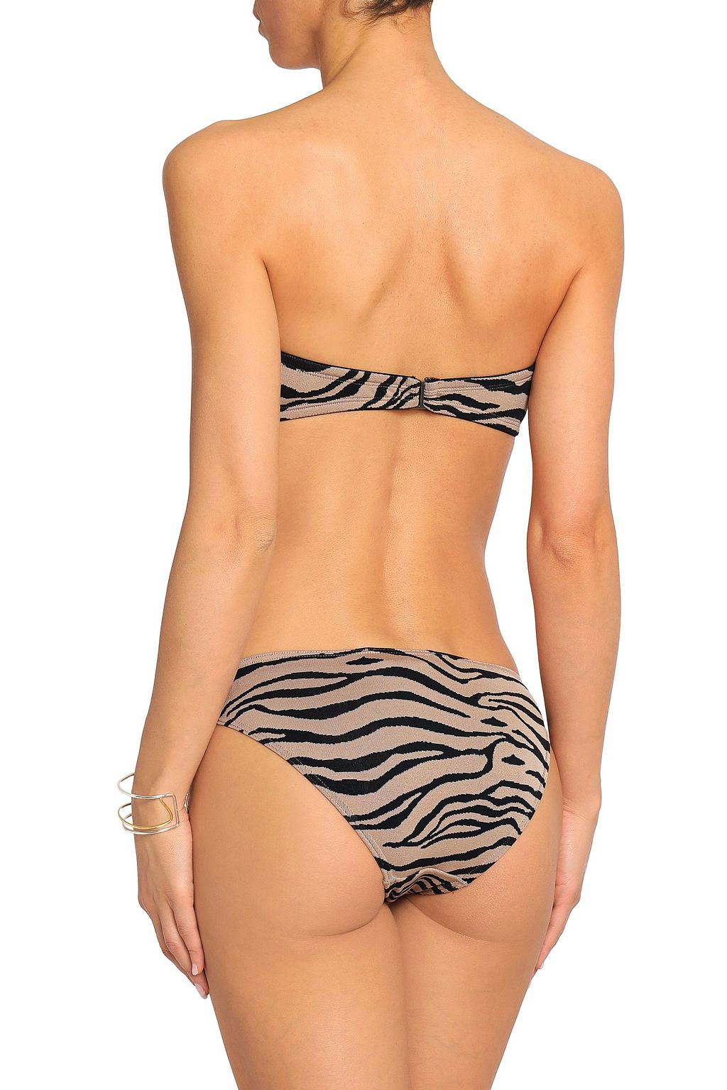 PRISM Ruched jacquard bandeau bikini top