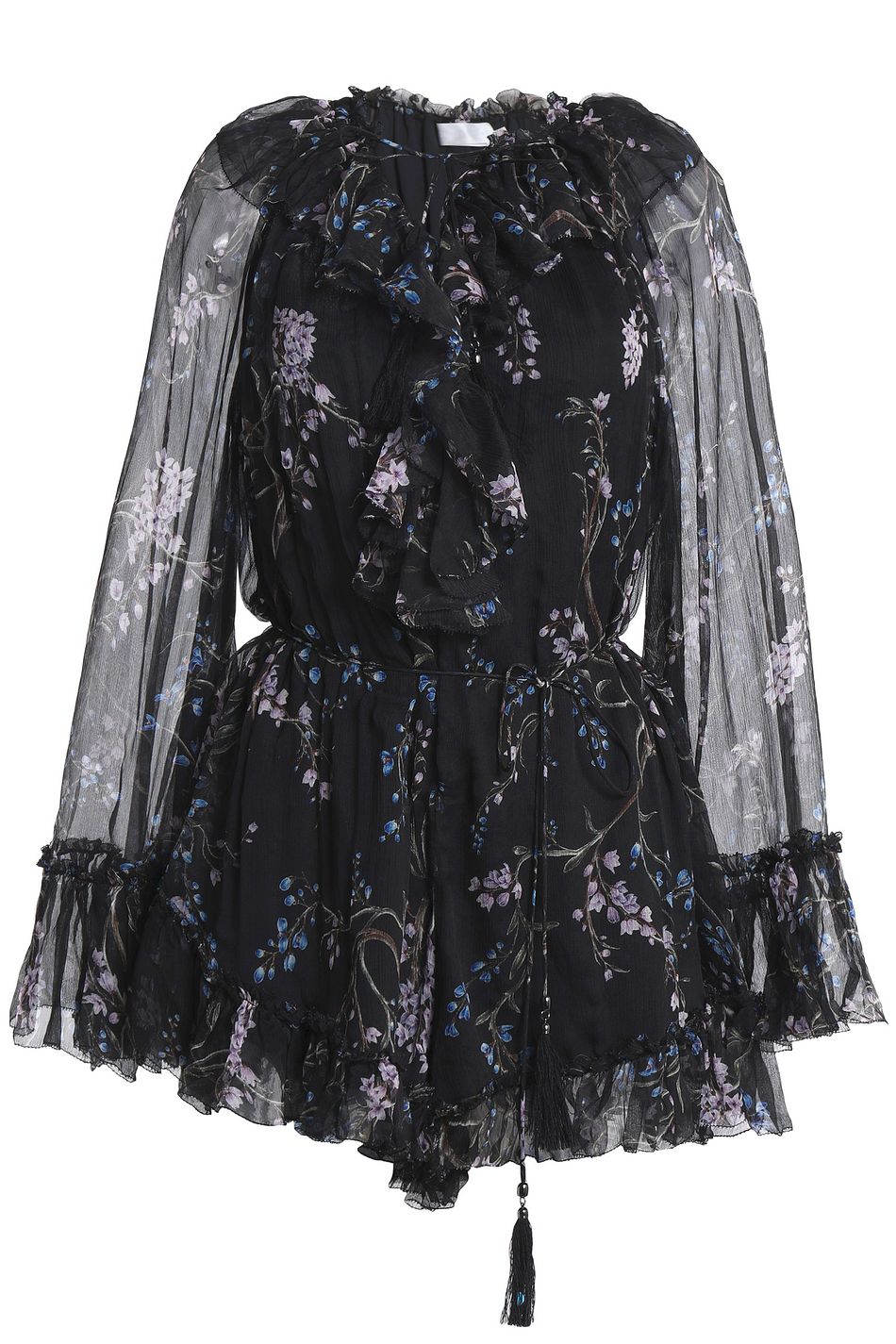 black ruffle playsuit