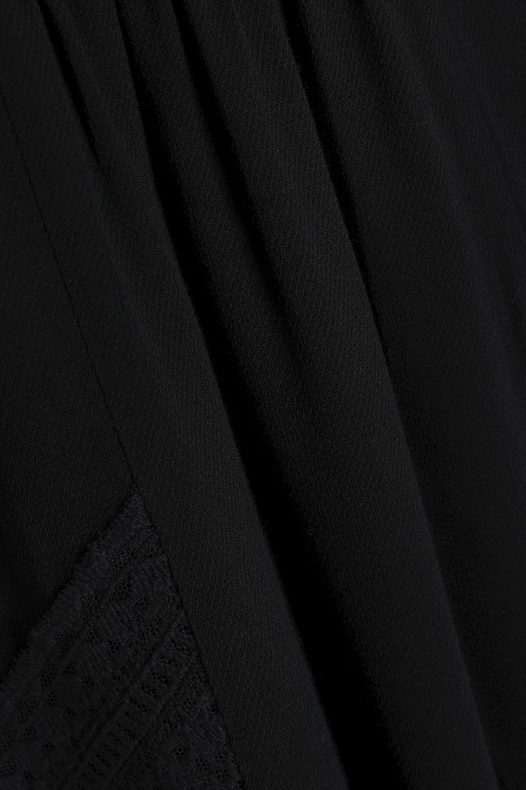 IRO Vilda gerafftes Minikleid aus Gaze mit Spitzenbesatz