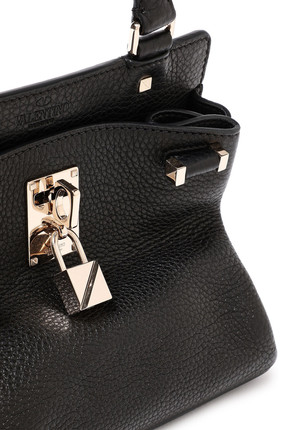 VALENTINO GARAVANI Embellished pebbled-leather shoulder bag