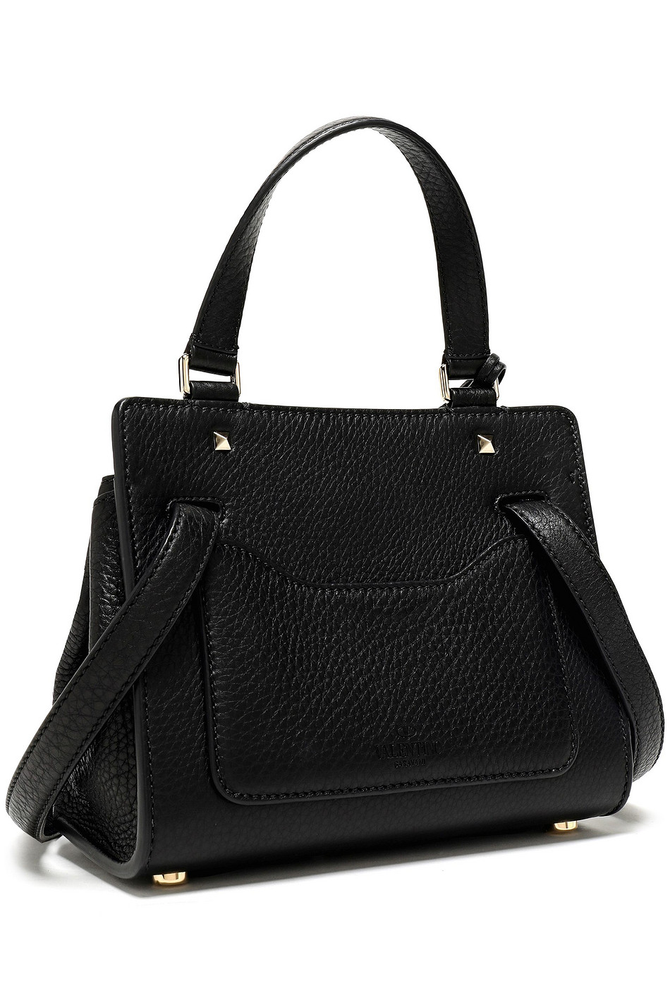 VALENTINO GARAVANI Embellished pebbled-leather shoulder bag