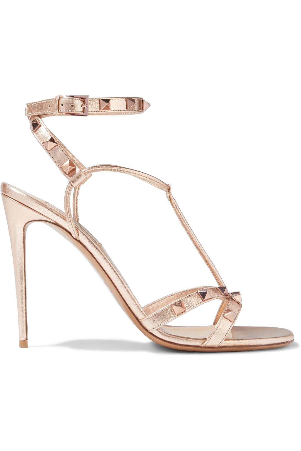 valentino rockstud sandals rose gold
