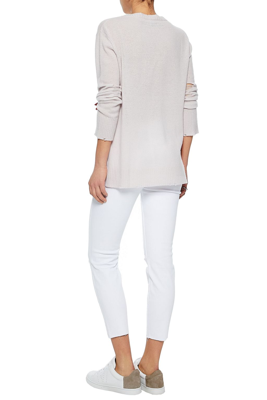 ENZA COSTA Distressed wool and cashmere-blend sweater