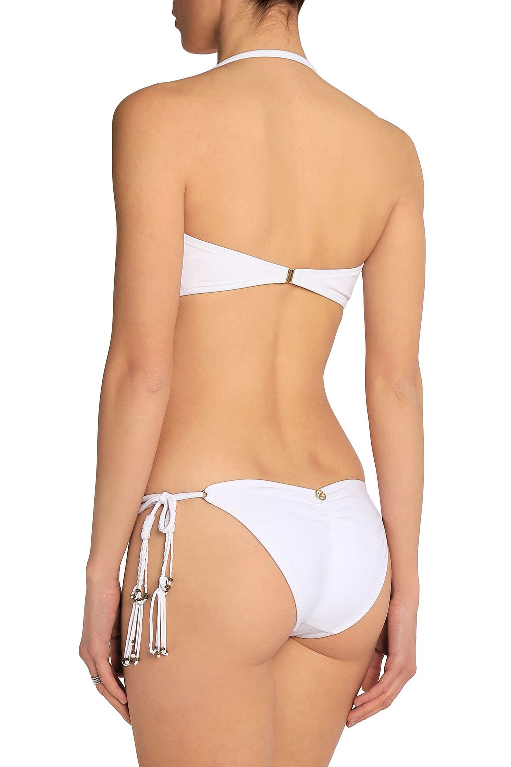 VIX PAULA HERMANNY Low-rise beaded tassel-detailed stretch-knit bikini briefs