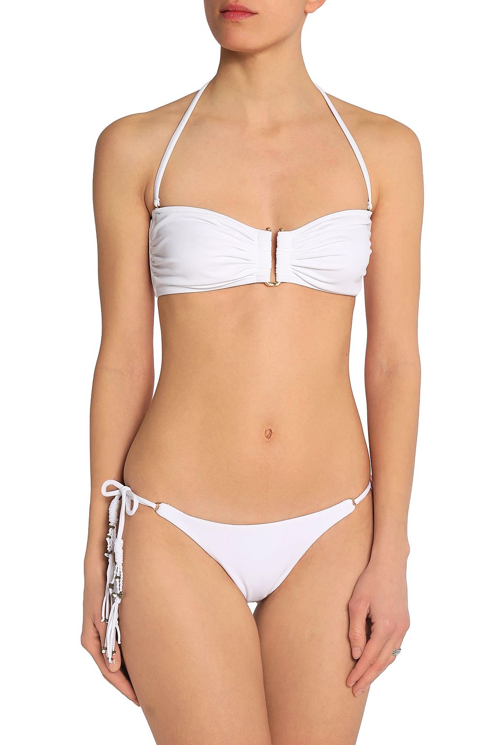VIX PAULA HERMANNY Low-rise beaded tassel-detailed stretch-knit bikini briefs