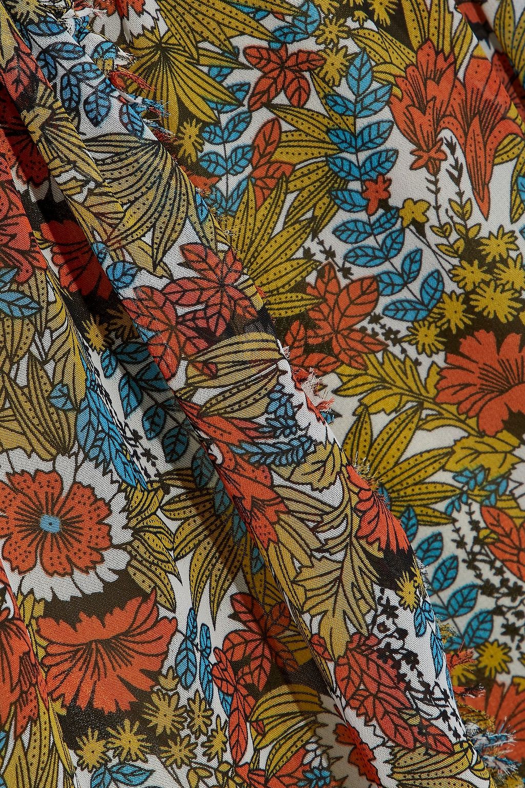 MIKAEL AGHAL Split-front ruffled floral-print chiffon maxi dress