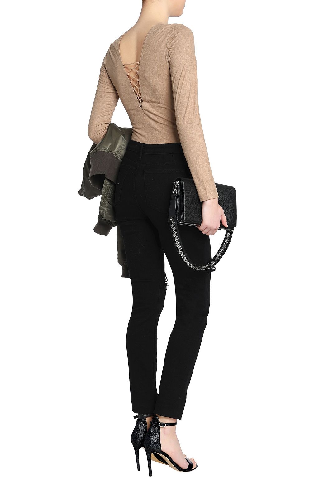 ALEXANDERWANG.T Lace-up stretch-jersey bodysuit