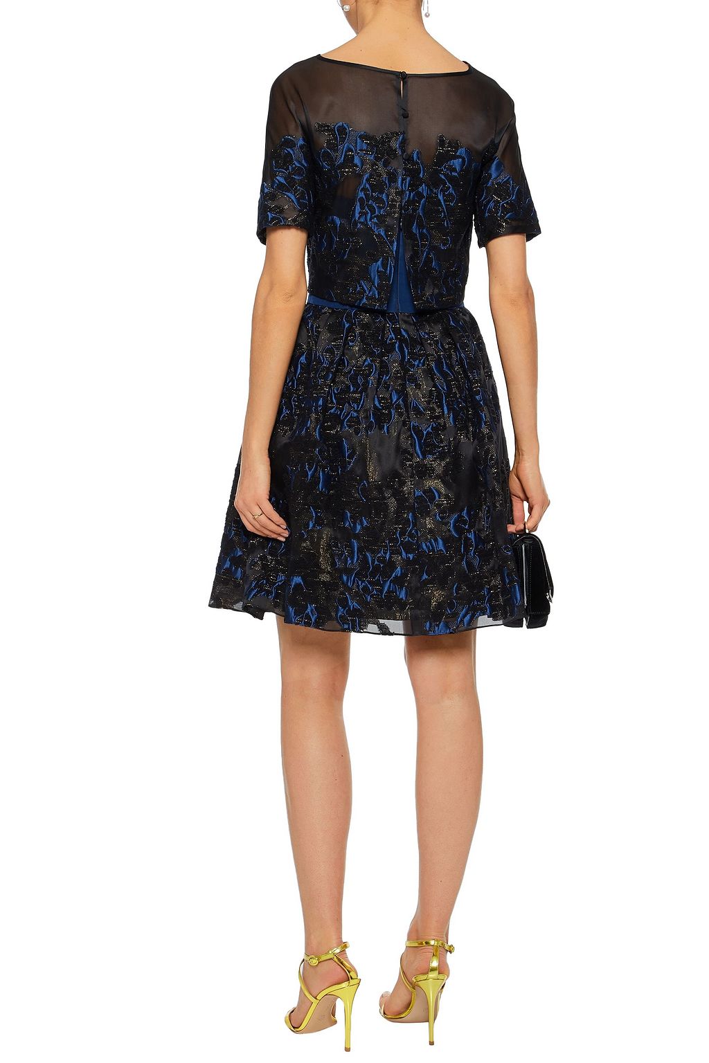 CAROLINA HERRERA Layered metallic fil coupé organza mini dress
