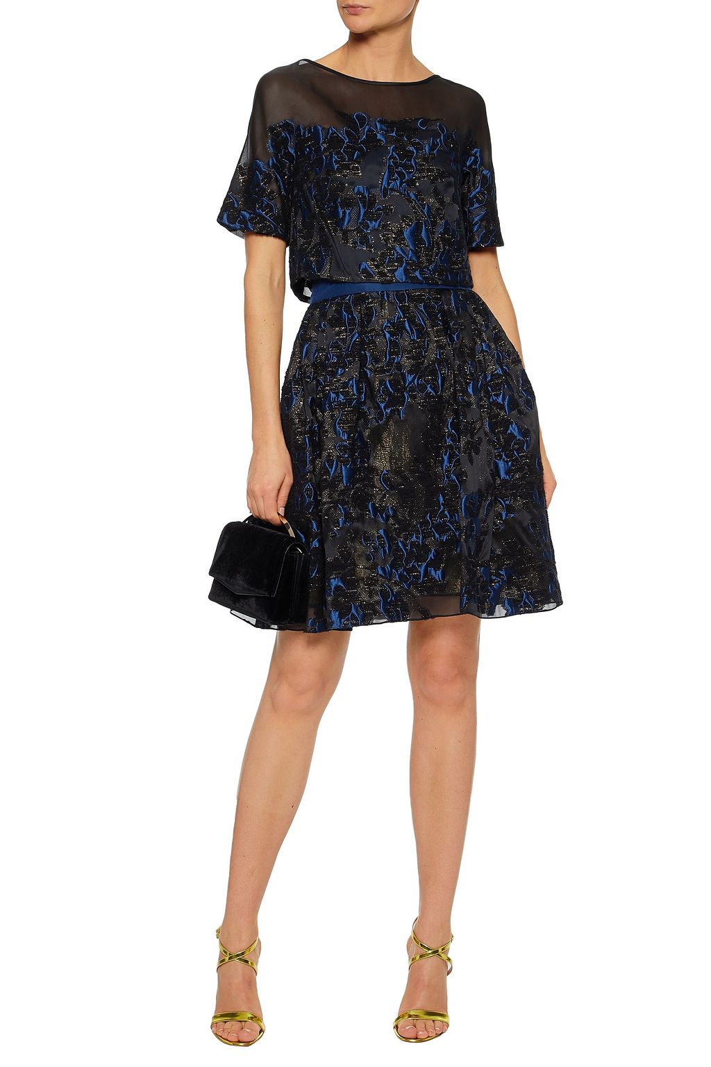 CAROLINA HERRERA Layered metallic fil coupé organza mini dress