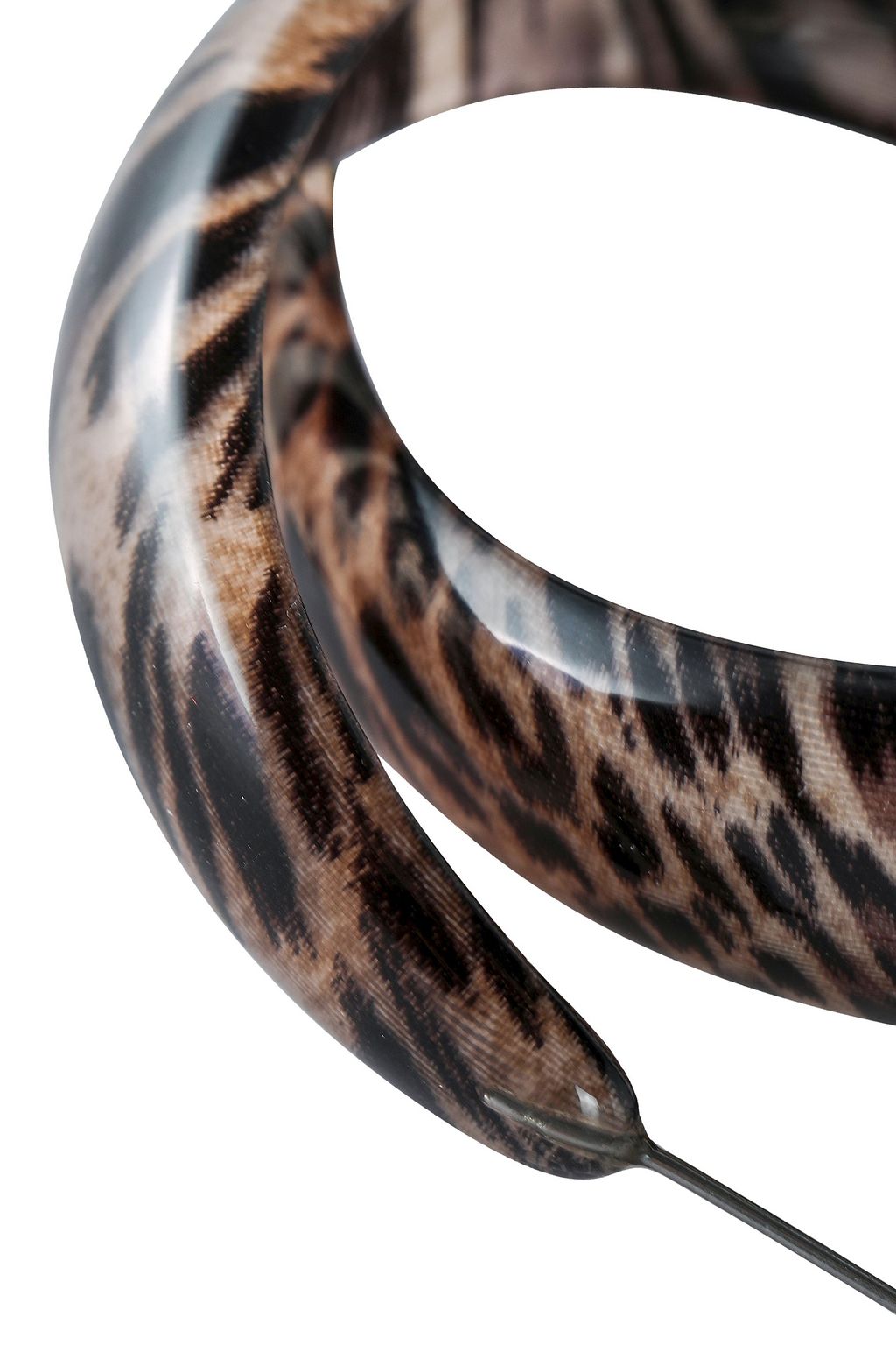 KENNETH JAY LANE Silver-tone and leopard-print acrylic hoop earrings